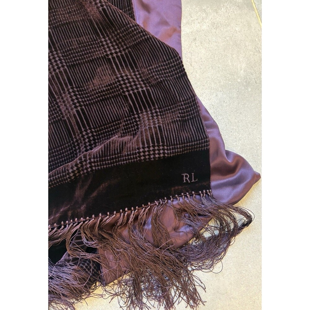 Ralph Lauren Collection Purple Label Scarf Reversible 76 x 9.5 Rayon Silk - Picture 3 of 5